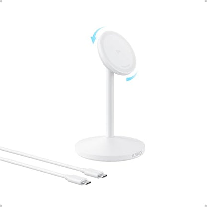 Anker MagSafe Charger, MagGo Qi2 15W 360-Degree Wireless Charger Stand - color: White