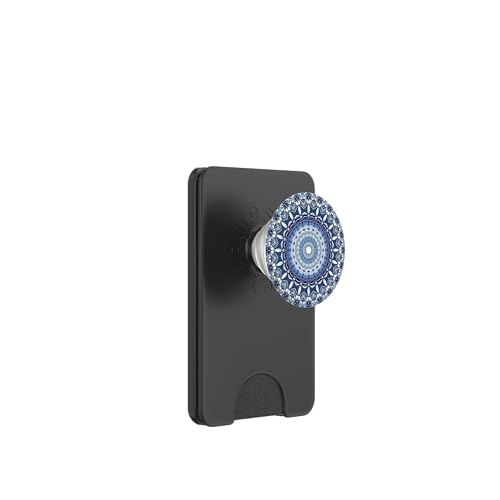 Cell Phone Pop Out Button Holder Mandala Floral Sky Blue PopSockets PopGrip: Swappable Grip for Phones & Tablets PopSockets PopWallet for MagSafe - style: Magnetic PopWallet