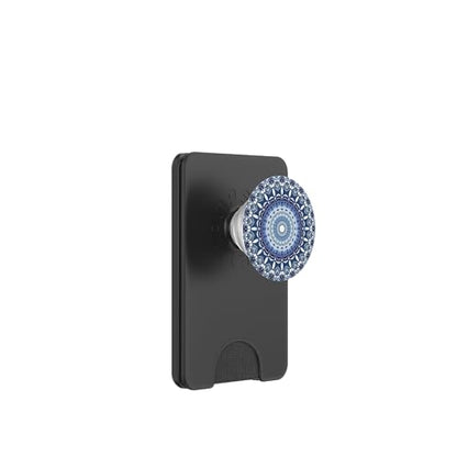 Cell Phone Pop Out Button Holder Mandala Floral Sky Blue PopSockets PopGrip: Swappable Grip for Phones & Tablets PopSockets PopWallet for MagSafe - style: Magnetic PopWallet