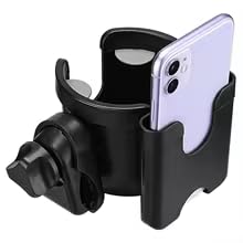 Trolley Cup Holder with Phone Mount, Bicycle Cup Holder, Universal Cup Holder, 2-in-1 Phone Stand Suitable for Strollers, Bicycles, Wheelchairs, Scooters