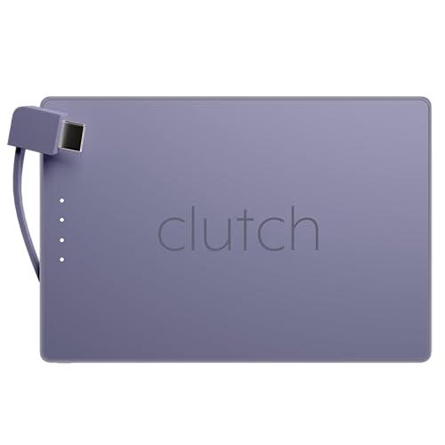 Clutch - Pro USB-C Portable Charger - Compatible with iPhone 15, 16, 17 & Android Devices - Power Bank Magnetic Battery - TSA Travel Approved - USB Rechargeable - Built-in Cable - 5000 mAh - 3.7oz - color: Lavender