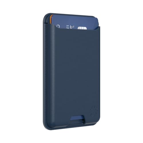 PopSockets Softgoods Phone Wallet and Adapter Ring for MagSafe, Phone Card Holder, Wireless Charging Compatible, Wallet Compatible with MagSafe® - Navy - color: Navy, style: Without Grip