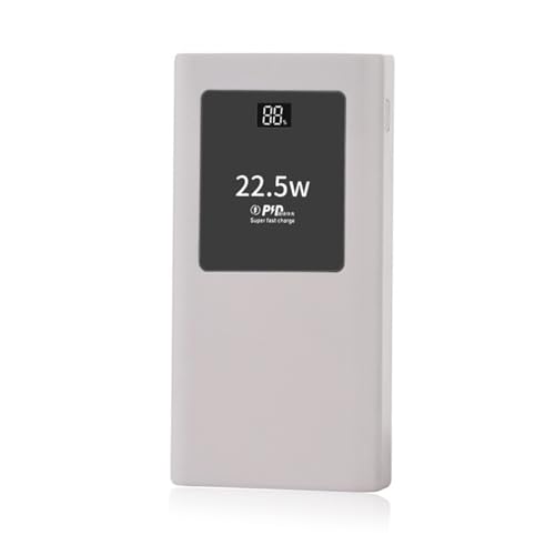 PD22.5W Polymers Charging Case Mobile Power Supply Enclosure Case Led Display Aluminum Alloy Shell Replaceable Battery Chargers - color: White