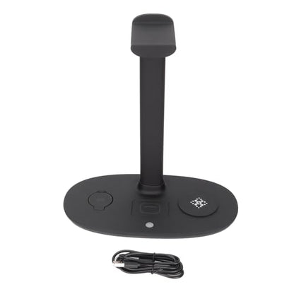 4 in 1 Wireless Charger Headphone Stand, 15W Fast Charging Station, Detachable Design for Mobile Phones, Earphones & Watches, Stylish Appearance - Perfect for Home & Travel