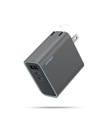 CUKTECH 65W USB C Charger, 3-Port Compact and Foldable Fast Charger Block, GaN Wall Charger Adapter for iPhone 16/15/14/13, MacBook Pro/Air, Galaxy S24/23/22, iPad, Pixel, iWatch, etc (Grey) - color: Grey