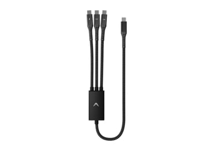 Futurizta Tech® Hydra 3‑in‑1 Triple USB‑C 100 W PD Fast‑Charge Multi Cable with Smart Triboost® – Charge Laptop, Phone & Tablet Simultaneously