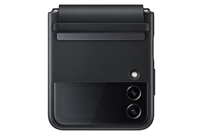 SAMSUNG Galaxy Z Flip4 Flap Leather Cover, Protective, Premium, Luxury Phone Case with Slim Style Design, US Version, Black - color: Black, style: Leather