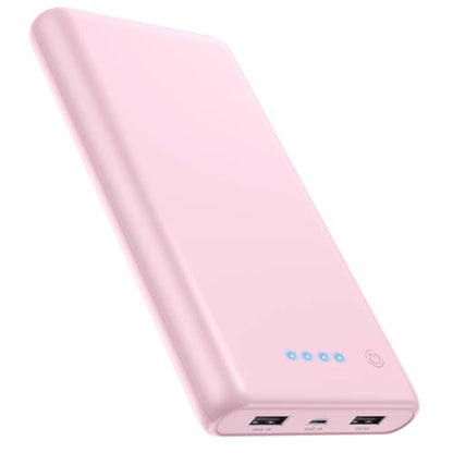 Portable Charger Power Bank 26800mah,Ultra-High Capacity Safer External Cell Phone Battery Pack,2 USB Output High Speed Charging Power bank Compatible with iPhone 17/16/15/14/13 Samsung Android-Pink - color: Pink