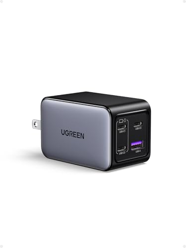 UGREEN Nexode 65W Wall Charger, 4-Port, GaN Fast Charging Block - size: 2.64*1.65*1.5 inches