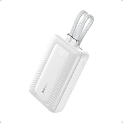 Anker Power Bank,20,000mAh 30W Portable Charger,USB-C and Lightning Cables - color: White