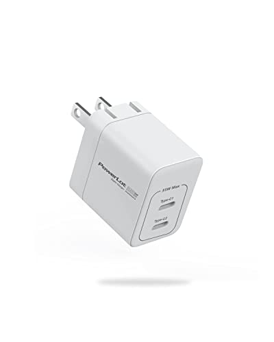PowerLot USB C Charger, GaN III 35W Dual USB C Wall Charger, PPS Super Fast Charging Block with Foldable Plug for iPhone 15 14 13 12 11, Samsung S23 S22 S21, Pixel 7 6 Pro, MacBook Air, iPad, iWatch - color: White