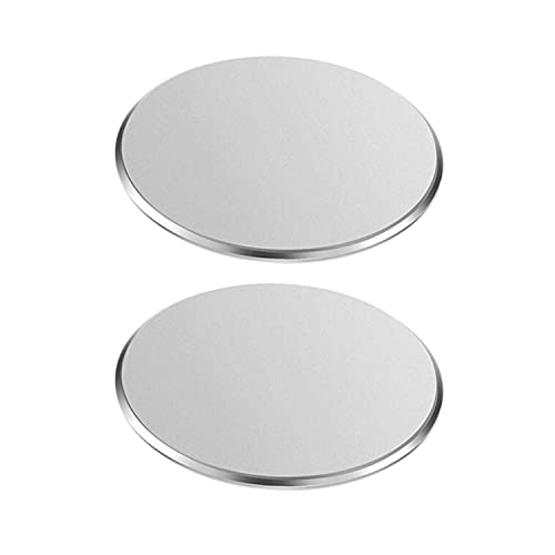 Replacement Metal Plates Set for Magnetic Car Phone Holders, Wall & Air Vent Mounts, Cases, Magnets. Kit of 2 Matte Silver Round Iron Discs without Holes. 3M Adhesive Backing. Steel Disks 2 Pack - color: Silver / 2 Pack