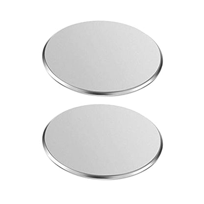 Replacement Metal Plates Set for Magnetic Car Phone Holders, Wall & Air Vent Mounts, Cases, Magnets. Kit of 2 Matte Silver Round Iron Discs without Holes. 3M Adhesive Backing. Steel Disks 2 Pack - color: Silver / 2 Pack