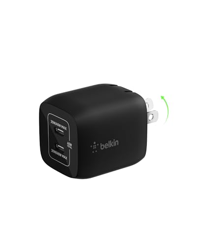 Belkin 45W Dual GaN USB C Charger Block, PD 3.0 Fast Charging - style: 45W Black