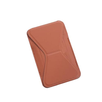 Magnetic Wallet for MagSafe with Stand, RFID Blocking, 2 Card Holder, Slim Leather, Compatible with iPhone 17 16 15 14 13 12 Series - color: brown small support