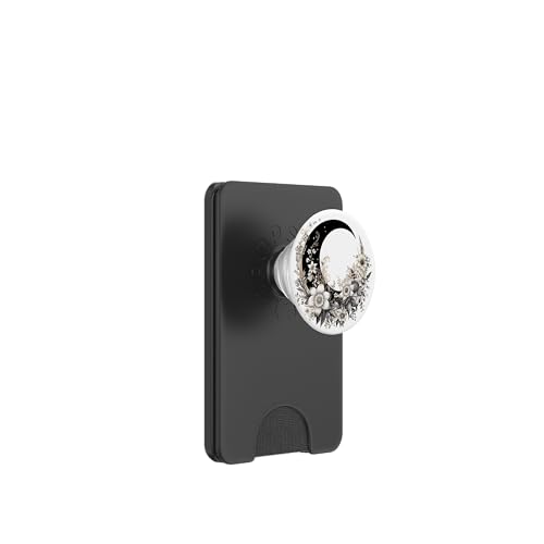 Crescent Moon and Flowers Floral Moon PopSockets PopWallet for MagSafe - style: Magnetic PopWallet