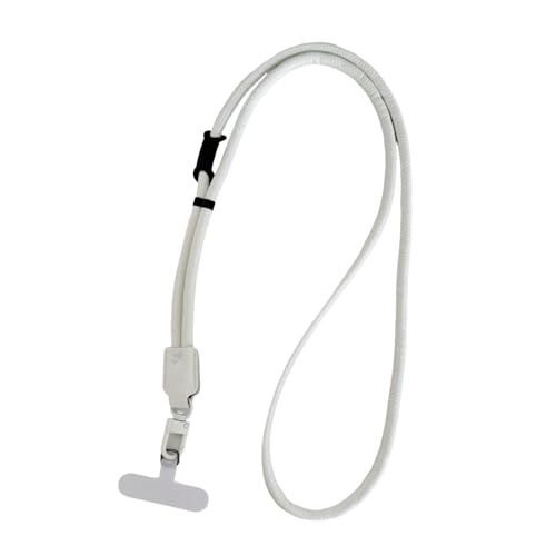 Phone Leather Lanyard with Tabs,Adjustable Anti Theft Phone Crossbody Strap for iPhone and Smartphone,Purse - color: White