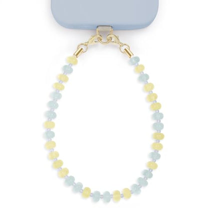 POSADINA Natural Stone Phone Charm, Beaded Healing Phone Wrist Strap, Handmade Cellphone Chain Lanyard with Tether Tab - color: Aquamarine Dawn