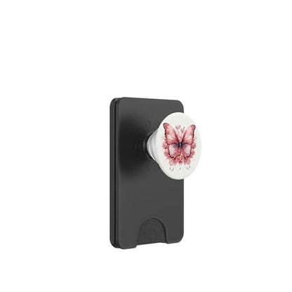 Pink Butterflies And Flowers Floral Butterfly PopSockets PopWallet for MagSafe - style: Magnetic PopWallet
