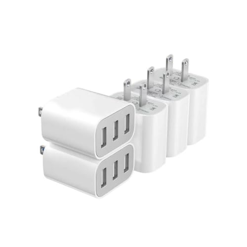 3 USB A Ports Charger Block,5 Pack YTFCYIKBG Cell Phone wall Chargers - color: Ivory