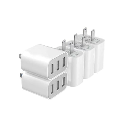 3 USB A Ports Charger Block,5 Pack YTFCYIKBG Cell Phone wall Chargers - color: Ivory