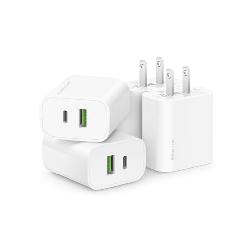 4 Pack USB C Charger Block,20W USB-C & USB-A Port Charger,for i Phone 17/16 - color: white