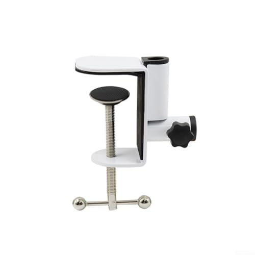 Metal Base C-Shape Table Mount Clamp with Cantilever Bracket and 360° Rotation for Desktop or Bedside Use, Black(white)