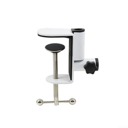 Metal Base C-Shape Table Mount Clamp with Cantilever Bracket and 360° Rotation for Desktop or Bedside Use, Black(white)