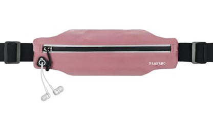 U·LANARO Slim Running Belt Fanny Pack Running Phone Holder Waist Band Pouch - color: Pink