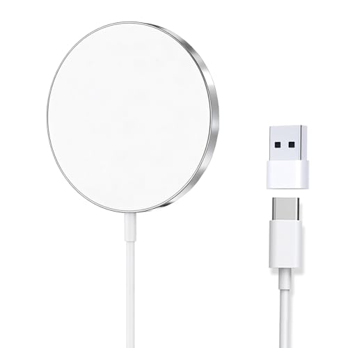 for MagSafe Charger, Magnetic Wireless Charging Pad for iPhone 17/17 Pro/17 Pro Max/Air/16 15 14 13 12 Pro Max Plus mini/AirPods 2 3 Pro, Strong Magnet, Aluminum Alloy, USB-C/A Ports(Silver) - color: Silver