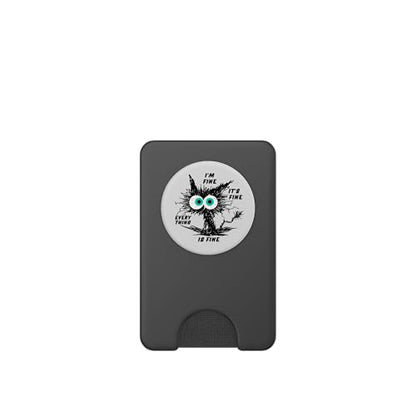 Funny Cat Lovers Pop-Up Socket Grip-I'm Fine Funny Black Cat PopSockets PopWallet for MagSafe - style: Magnetic PopWallet