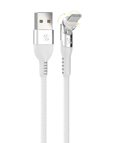 Scosche PowerPivot 60W Fast Charging USB-A to USB-C Cable, 6FT Braided Charger Cord with 360° Pivoting Connector Compatible with iPhone 17/16, iPad, Samsung Galaxy, MacBook & More, White