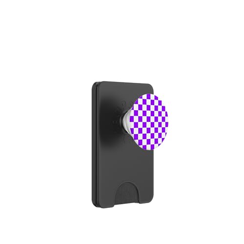 Checkerboard Purple and White | Check Pattern/Checkered PopSockets PopWallet for MagSafe - style: Magnetic PopWallet