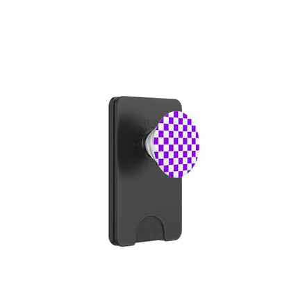Checkerboard Purple and White | Check Pattern/Checkered PopSockets PopWallet for MagSafe - style: Magnetic PopWallet