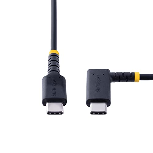 StarTech 3.3ft/1m USB-C to USB-C Right-Angle Cable, Black, 60W PD, USB 2.0 - size: 3 ft / 1 m, style: right angle