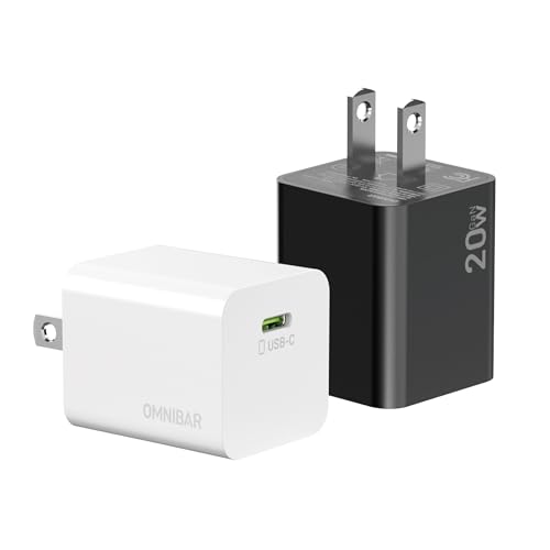 2-Pack 20W USB C Charger, Compact GaN PD 3.0 PPS Fast Wall Charger - color: 2-Pack 20W Black & White