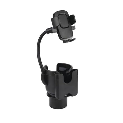 Car Cup Holder Phone Mount with Flexible Gooseneck Arm and Built-in Cup Holder and Card Holder Universal Fit, Black
