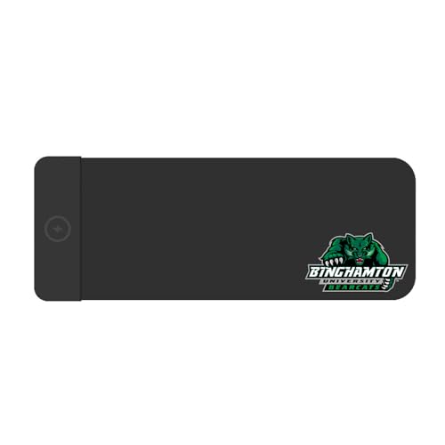 OTM Essentials Binghamton University Classic Wireless Charging Cloth Desk Mat, Durable Office Supplies, Non-Slip Base, Quick Charging Wireless Desk Pad, Black - size: Classic- Charging, style: Binghamton University