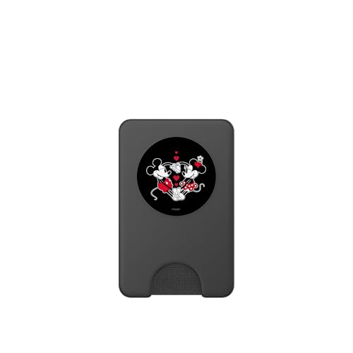 Disney Mickey and Minnie Love Gaze Hearts Black PopSockets PopWallet for MagSafe - style: Magnetic PopWallet
