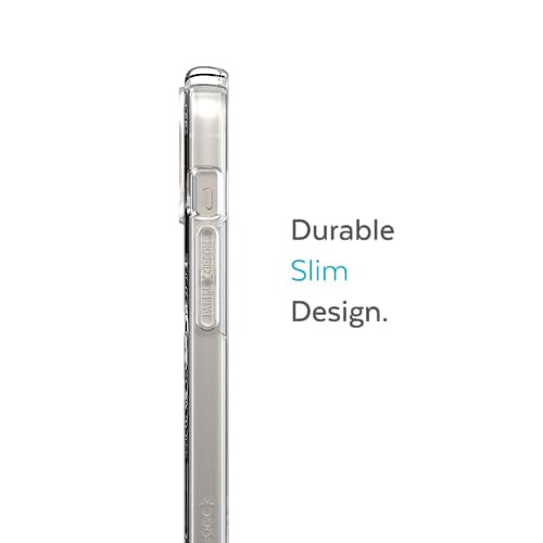 Speck Clear iPhone 14 Pro Case - Drop Protection, Scratch Resistant, Dual Layer Slim Phone Case for 6.1 Inch iPhones 14 Pro - Built for MagSafe - Anti-Yellowing - Presidio Perfect -Clear/Clear/Silver - color: Clear/Silver