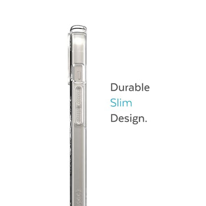 Speck Clear iPhone 14 Pro Case - Drop Protection, Scratch Resistant, Dual Layer Slim Phone Case for 6.1 Inch iPhones 14 Pro - Built for MagSafe - Anti-Yellowing - Presidio Perfect -Clear/Clear/Silver - color: Clear/Silver