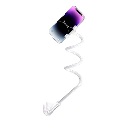 Flexible Bedside Phone Mount Clamp with Bendable Arm 360 Rotatable Metal Tube Phone Stand Upgrades for Lazy Watching Adjustable Flexible Arm Mount - color: White