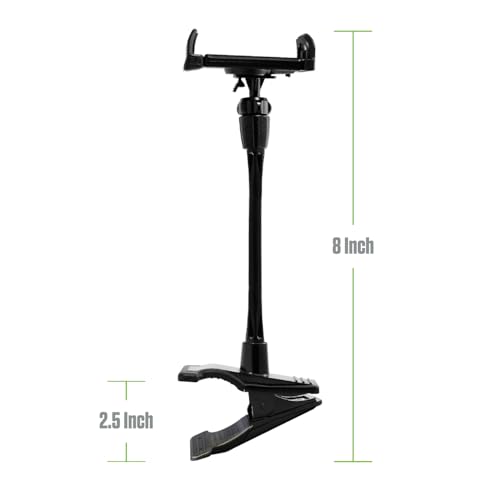 Gooseneck Flexible Cell Phone Holder and Tablet Mount with Clamp. Clip-On Stand for Bedroom Desktop Kitchen Office Car Compatible for iPad Pro Air Mini, Galaxy Smartphones iPhones, Google Pixels