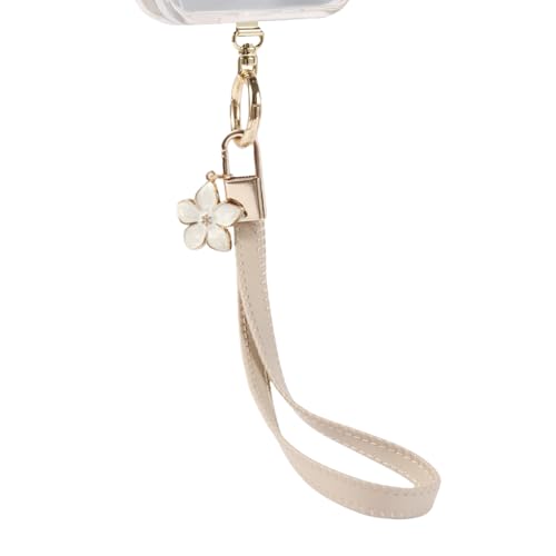 Long Pond Designer Leather Cell Phone Wrist Strap - Detachable Charm Wristlet Lanyard for iPhone 17 Pro Max&Most Cellphones - style: Leather White