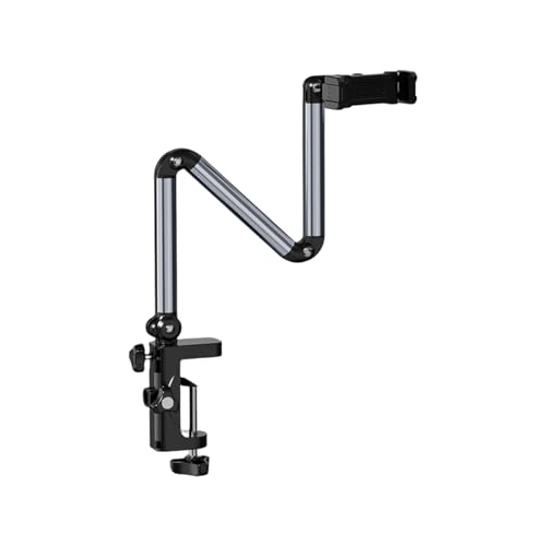 Aluminum Folding Tablet Stand 360-Degree Rotating Clamp Mount with 4 Articulated Arms Desk Bedside Cradling Bracket for Smartphones E-Readers 58cm - color: Phone holder model
