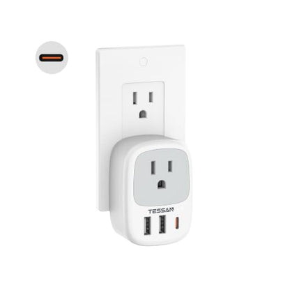 TESSAN Wall Charger Block, 3 USB Charging Ports (1 USB C PD 20W MAX) - color: Grey, size: USB C PD 20W