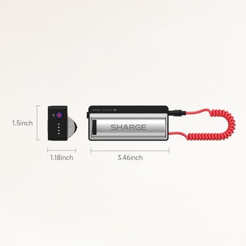 Sharge 22.5W 5000mAh Power Bank with Camera Grip, Built-in Coiled USB-C Cable, Detachable Remote, Handle Holder for iPhone & Android Smartphone