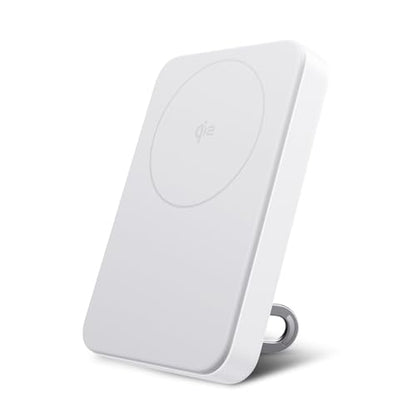 EF ECOFLOW Rapid Mag Power Bank, Qi2 Certified 15W Ultra-Fast MagSafe-Compatible Portable Charger, 10,000mAh Magnetic Power Charger with Foldable Stand, for iPhone 17/16/15. - color: White