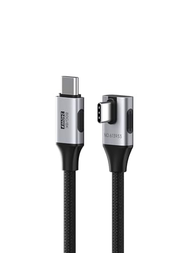 Hagibis USB4 Cable, Right Angle 90Degree Braided 80Gbps, 240W Fast Charging, 8K@60Hz USB4 V2.0 USB-C Cable for iPhone 17 16 15 Pro Max, iPad Pro, MacBook, Thunderbolt 5/4 (Vertical 90 Degree, 0.5FT) - color: Vertical 90 Degree, size: 0.5FT