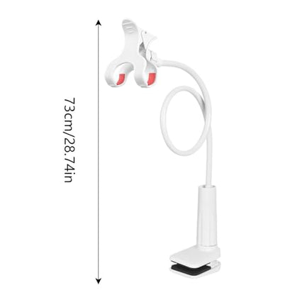 Bed Phone Holder Laying – Durable High-Performance Ergonomic Lightweight Versatile Down Flexible Desktop Stand, Compact, Cell Clip Long, Arm Gooseneck Bracket Mount Clamp | Desk Premium - color: White